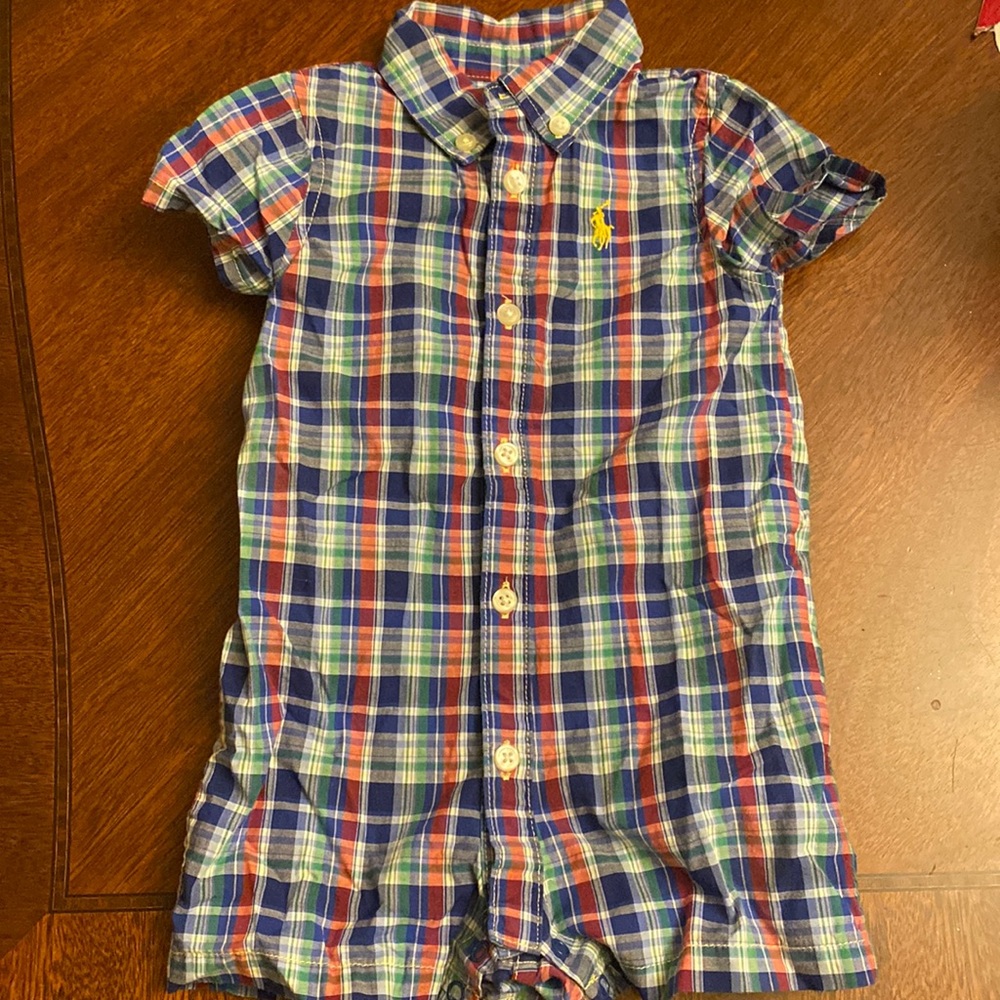 Polo Ralph Lauren plaid shorts onesie